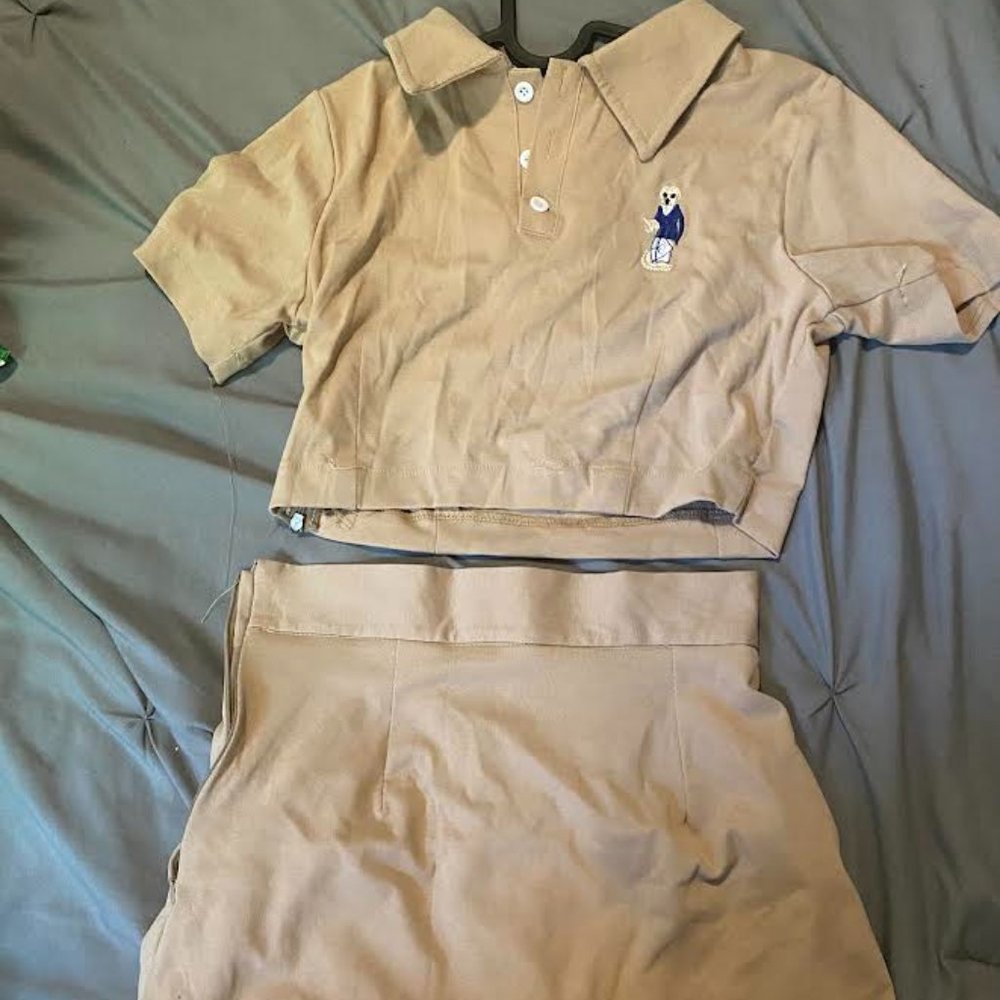 Collared Tan Skort Set